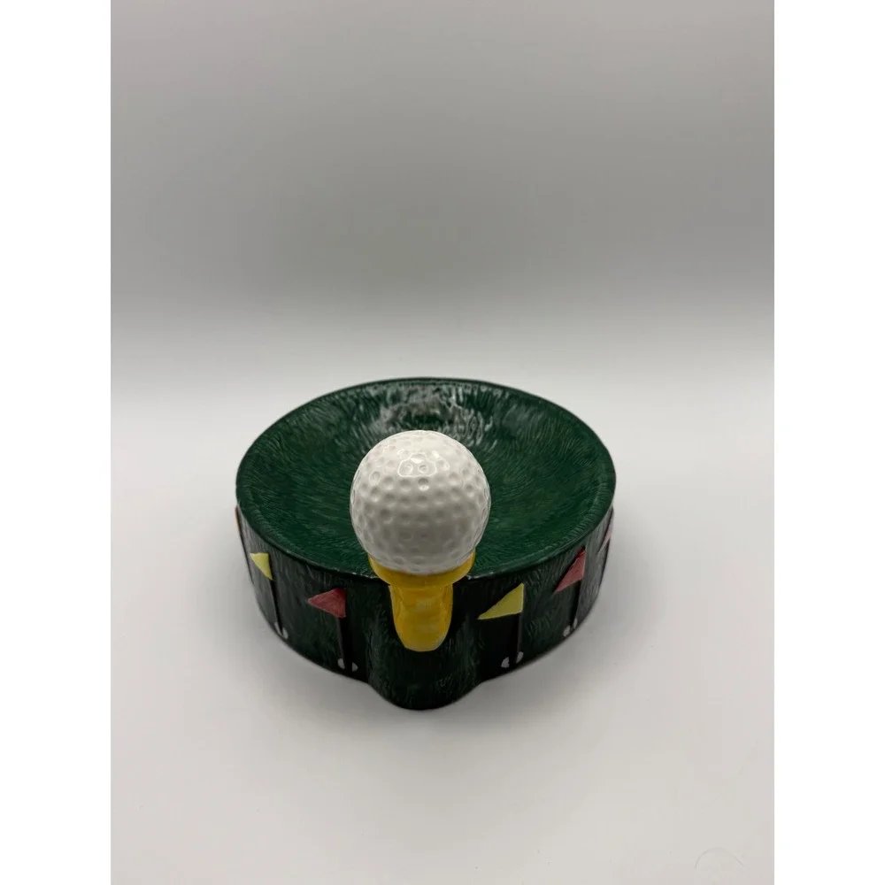Vtg Ceramic Golf Ball on Tee Decorative Bowl Ashtray Dish Father's Day Gift